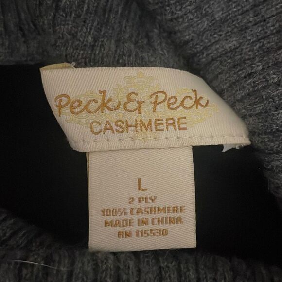 Cashmere Cowl Neck Striped Sweater L Black & Gray - Picture 9 of 9